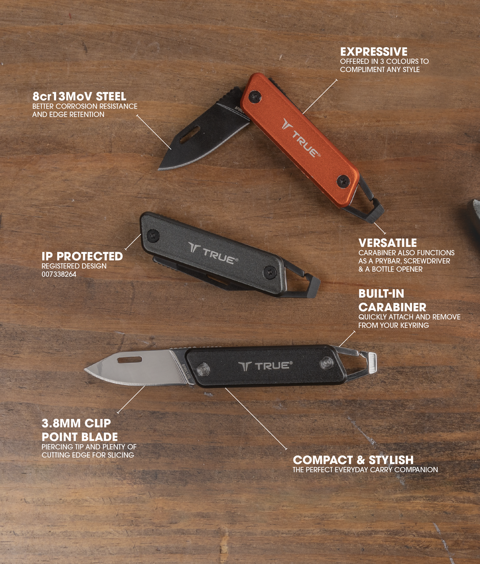 True Utility Modern Keychain | Small pocket friendly compact knife.
