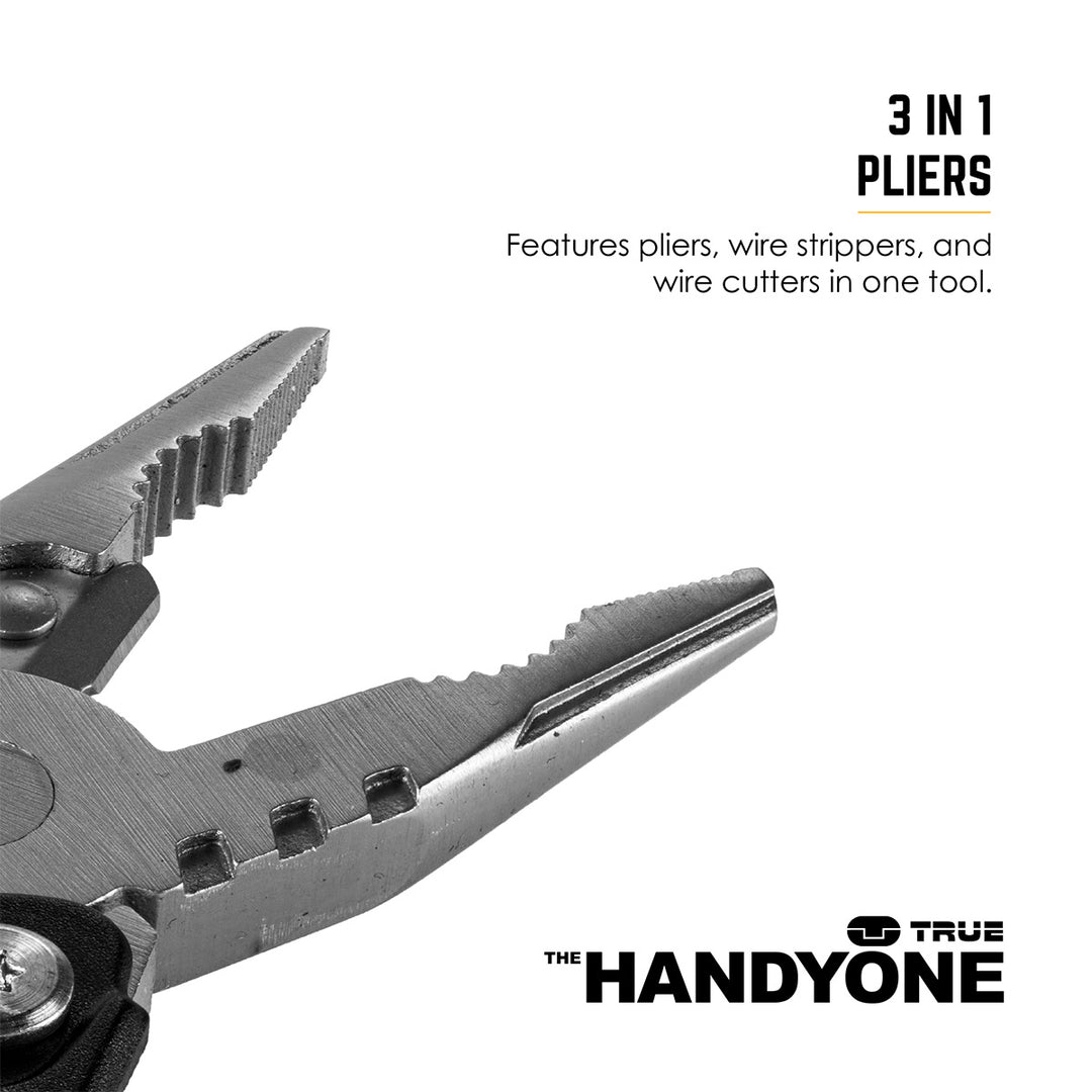 True Utility simply means ‘Really Useful’. Our collection of pocket tools are all about making sure you’re ready for whatever, while still being able to live light. Handyone is a knife first multi tool that includes a one-handed opening, full-size blade. With all the other essential tools hidden neatly within its stylish ergonomic skeleton style frame, Handyone is the ultimate handy tool.