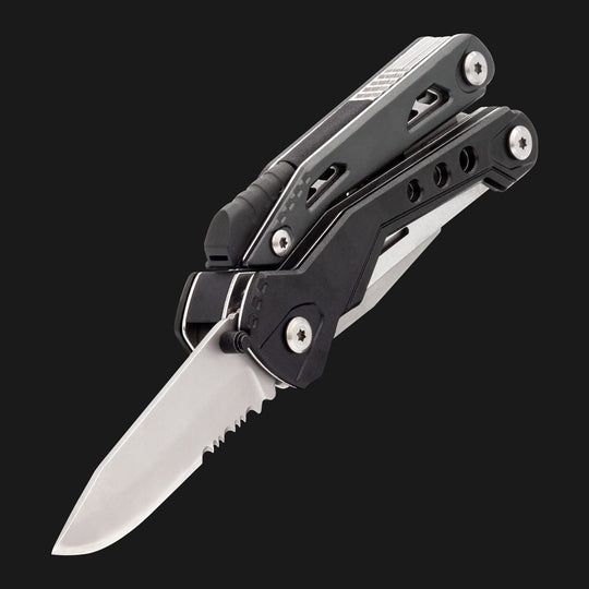 True Utility simply means ‘Really Useful’. Our collection of pocket tools are all about making sure you’re ready for whatever, while still being able to live light. THE FIRERANGER is a knife first, emergency survival multi tool. The full-size, one handed opening knife is easily accessible, and all of the other essential tools hidden neatly within it’s stylish and ergonomic, skeleton style frame.  A pull-out Ferrocerium fire Striker Rod, combined with an emergency Whistle.