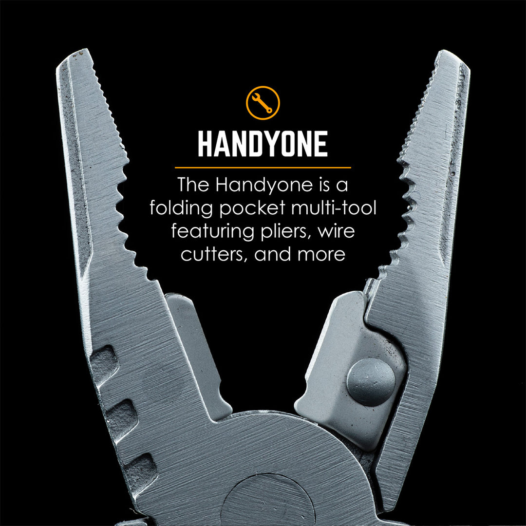True Utility simply means ‘Really Useful’. Our collection of pocket tools are all about making sure you’re ready for whatever, while still being able to live light. Handyone is a knife first multi tool that includes a one-handed opening, full-size blade. With all the other essential tools hidden neatly within its stylish ergonomic skeleton style frame, Handyone is the ultimate handy tool.