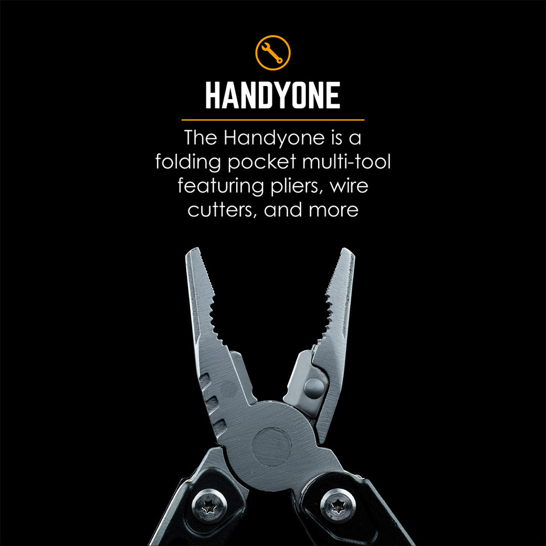True Utility simply means ‘Really Useful’. Our collection of pocket tools are all about making sure you’re ready for whatever, while still being able to live light. Handyone is a knife first multi tool that includes a one-handed opening, full-size blade. With all the other essential tools hidden neatly within its stylish ergonomic skeleton style frame, Handyone is the ultimate handy tool.