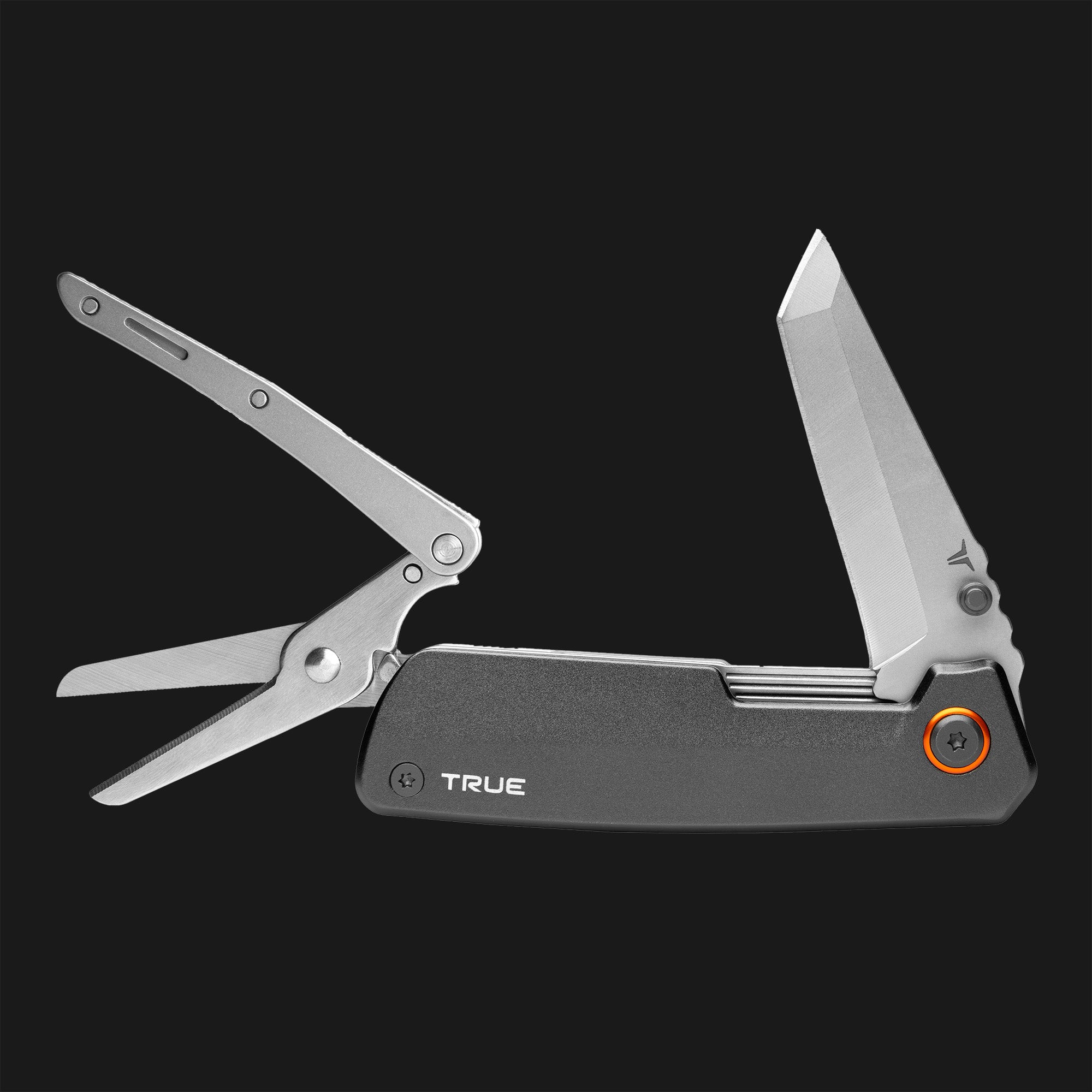 True Utility simply means ‘Really Useful’. Our collection of pocket tools are all about making sure you’re ready for whatever, while still being able to live light.  The DUAL CUTTER is a sleek, 2-in-1 cutting tool that houses a 7cm fine edge Tanto blade and a pair of spring-loaded, 4cm micro-serrated scissors.