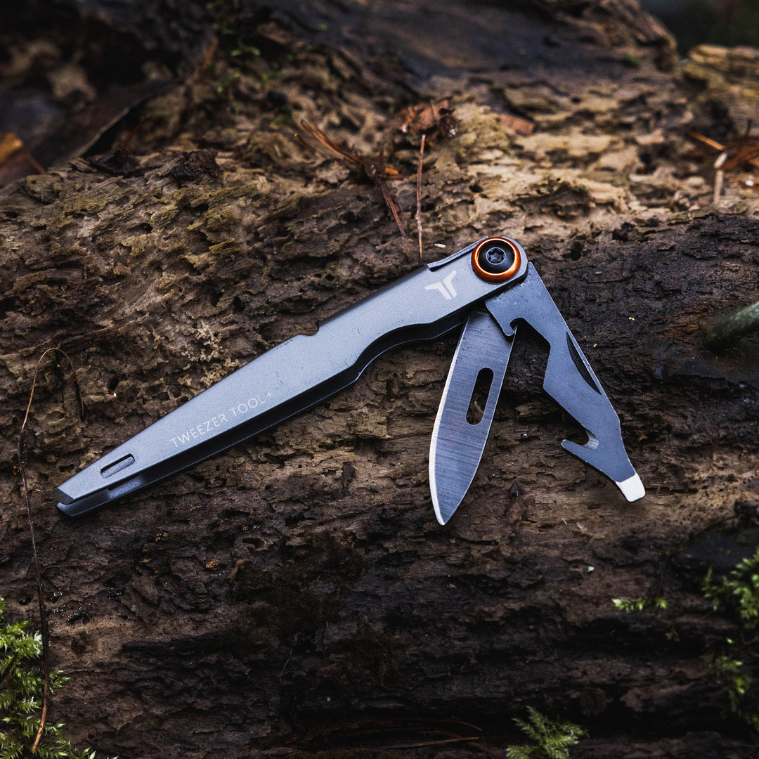 tweezer multi tool with knife, driver and bottle opener
