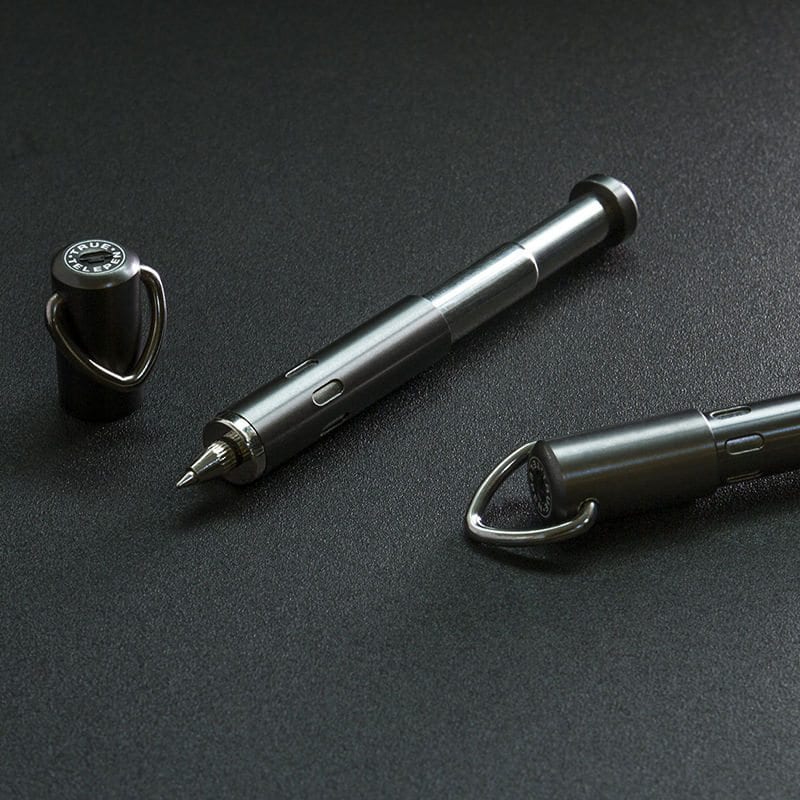 STOBOK Black Ballpoint Pens Telescoping Pen Tool Retractable Penkeychain  Mini Pen Keychain Metal Key Ring Useful Cool Gadgets Key Rings Stainless